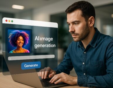 Uomo che utilizza ChatGPT per generare immagini con l’AI: esempio del nuovo generatore immagini integrato nel modello OpenAI