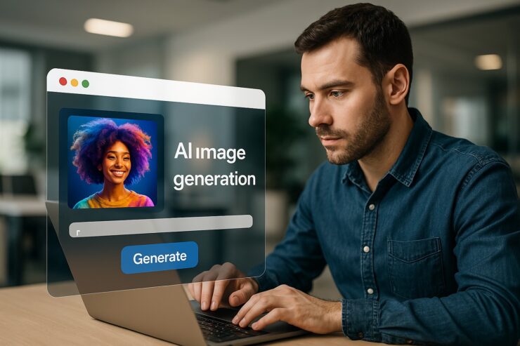 Uomo che utilizza ChatGPT per generare immagini con l’AI: esempio del nuovo generatore immagini integrato nel modello OpenAI